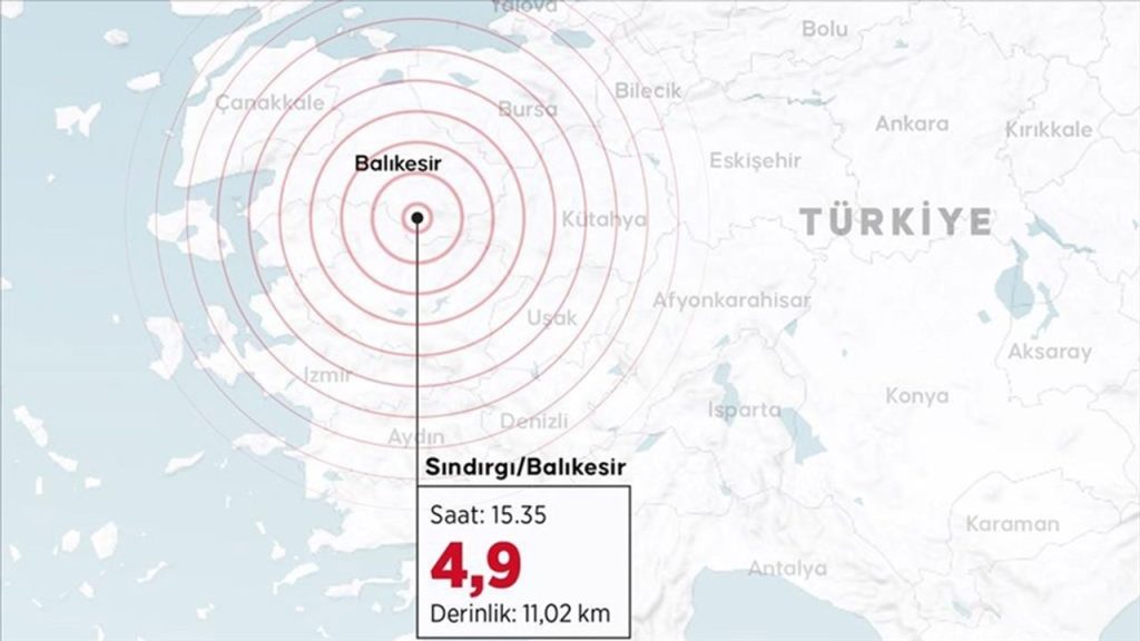 Balıkesir'de 4,9 büyüklüğünde deprem
