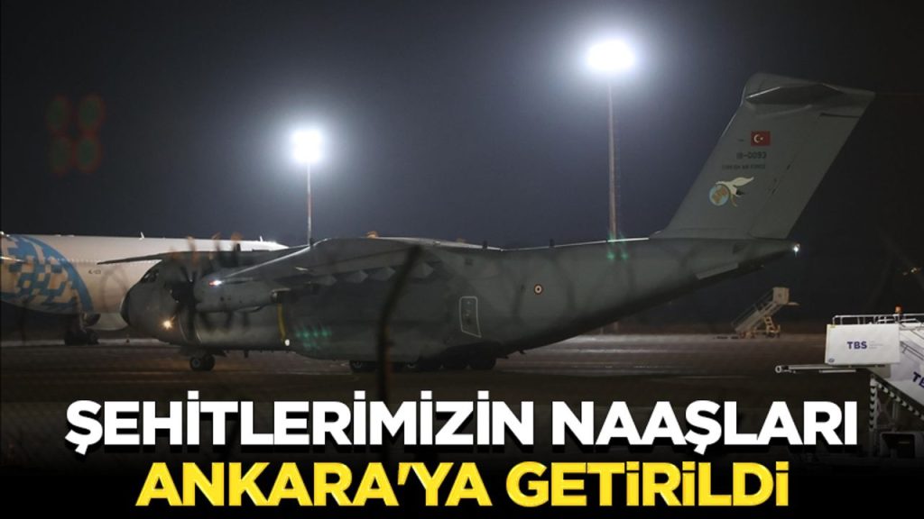 Gürcistan'da düşen askeri kargo uçağında şehit olan askerlerin naaşları Ankara'ya getirildi